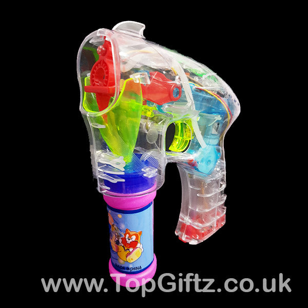 LED Light Up Battery Operated Bubble Gun Boys Girls Kids Toy - TopGiftz