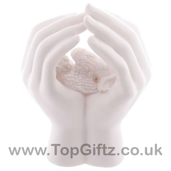 Cherub Figurine Sleeping In Hands With Led Changing Colours - TopGiftz