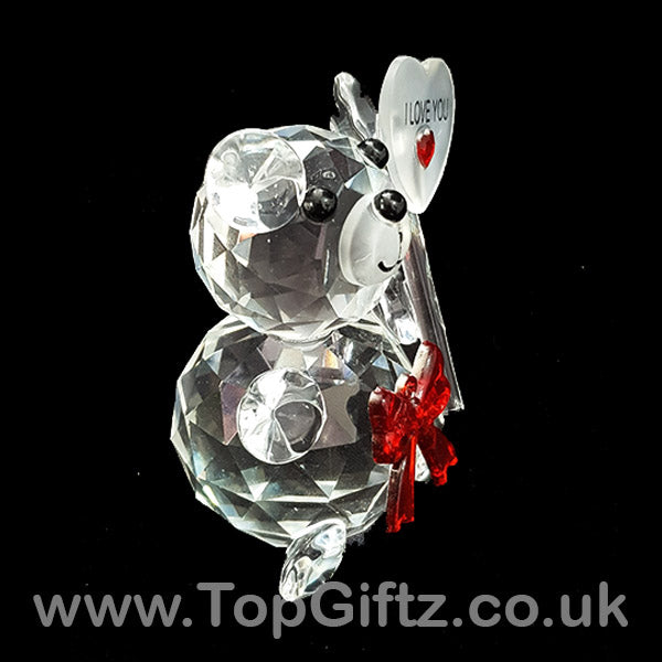 Teddy Bear I Love You Crystal Clear Ornament With A Placard - TopGiftz