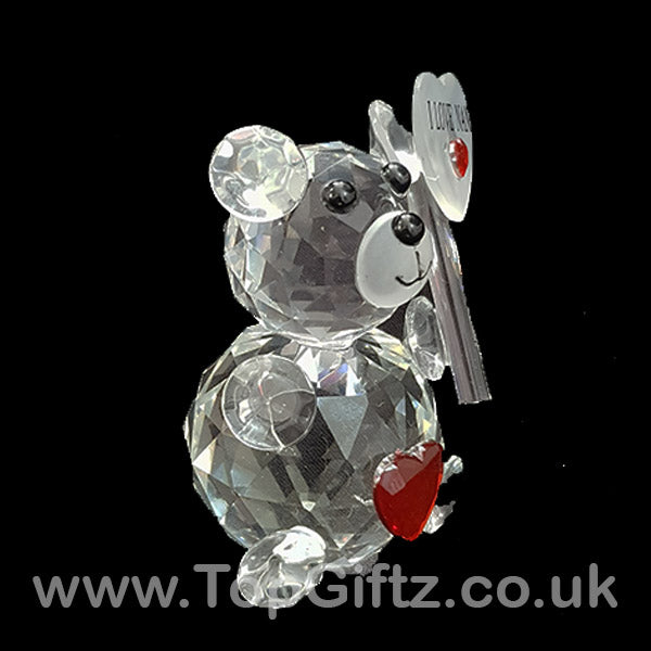Teddy Bear I Love You Nan Crystal Clear Ornament With Placard - TopGiftz