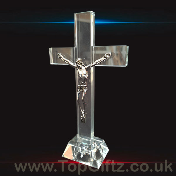 Crystal Clear Cross Crucifix With LED With Jesus - 17cm High - TopGiftz