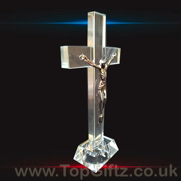 Crystal Clear Cross Crucifix With LED With Jesus - 17cm High - TopGiftz