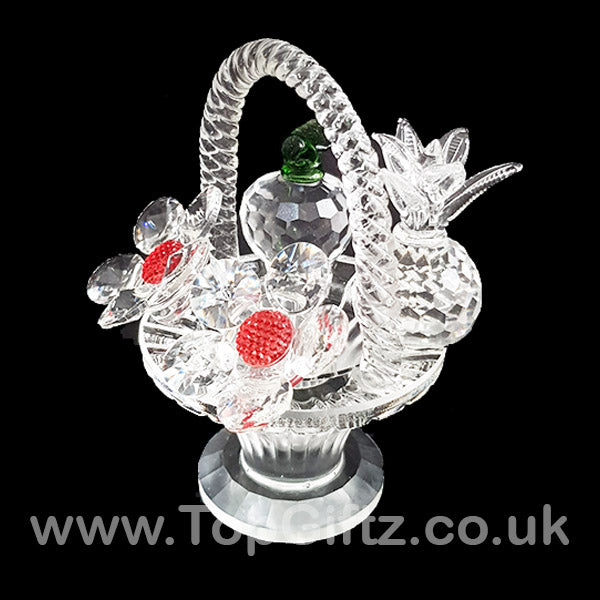 Crystal Clear Cut Glass Basket - Flowers & Fruits Ornament - TopGiftz