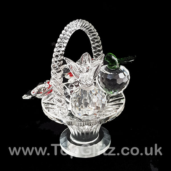 Crystal Clear Cut Glass Basket - Flowers & Fruits Ornament - TopGiftz