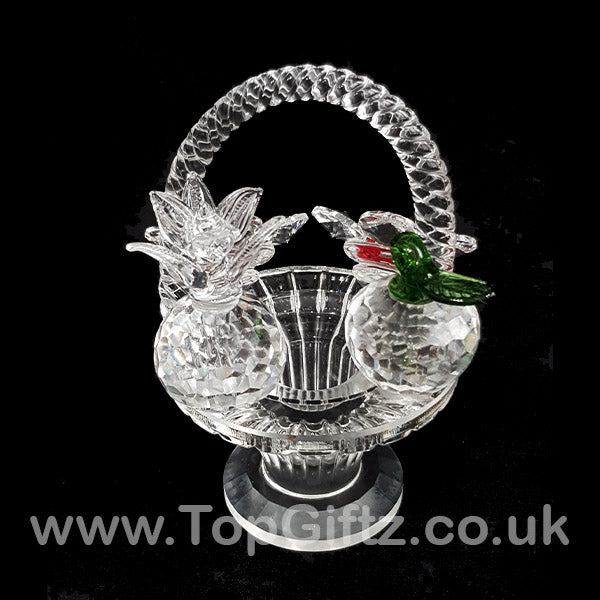 Crystal Clear Cut Glass Basket - Flowers & Fruits Ornament - TopGiftz