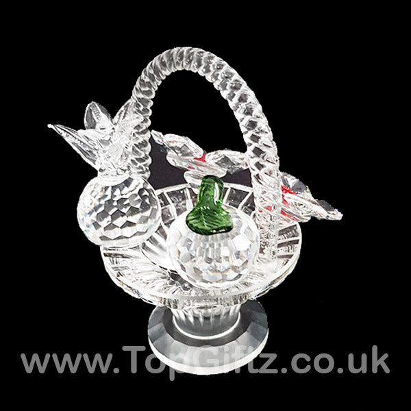 Crystal Clear Cut Glass Basket - Flowers & Fruits Ornament - TopGiftz