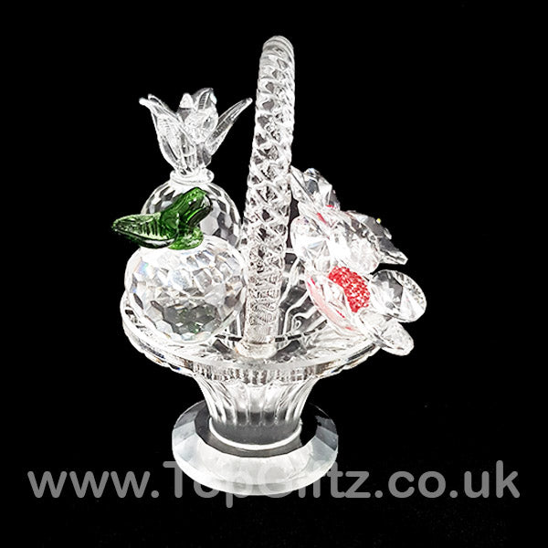 Crystal Clear Cut Glass Basket - Flowers & Fruits Ornament - TopGiftz
