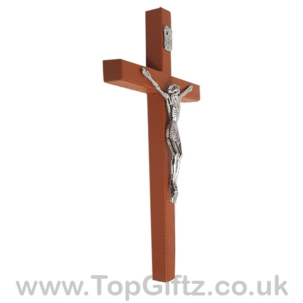 Wooden Hanging Mounted Crucifix Cross Ichthys Figurine 20cmH - TopGiftz