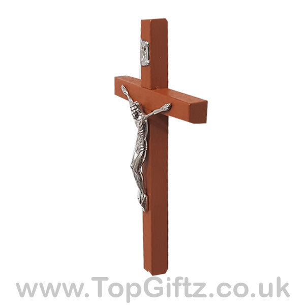 Wooden Hanging Mounted Crucifix Cross Ichthys Figurine 20cmH - TopGiftz