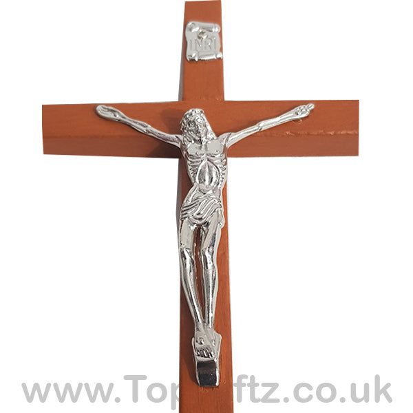 Wooden Hanging Mounted Crucifix Cross Ichthys Figurine 20cmH - TopGiftz