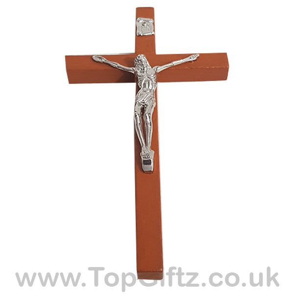 Wooden Hanging Mounted Crucifix Cross Ichthys Figurine 20cmH - TopGiftz