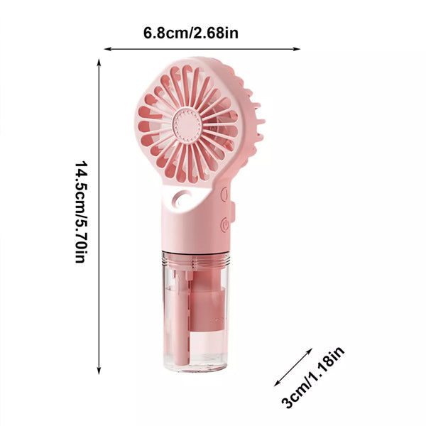 Water Spray Mist Fan USB Rechargeable Handheld Pink_5
