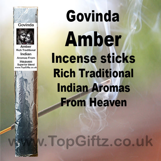 Govinda Amber Incense sticks Rich Traditional Indian Aromas From Heaven TopGiftz.co.uk