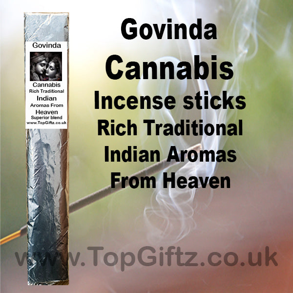 Govinda Cannabis Incense sticks Rich Traditional Indian Aromas From Heaven TopGiftz.co.uk