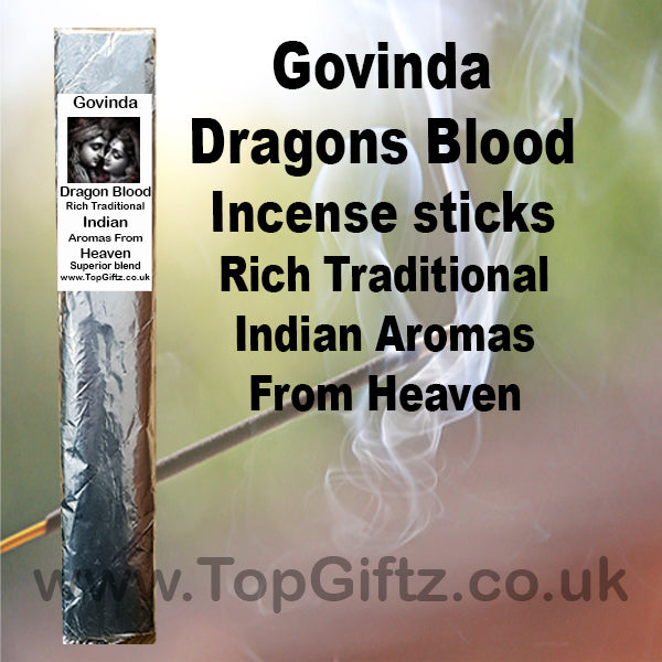 Govinda Dragons Blood Incense sticks Rich Traditional Indian Aromas From Heaven TopGiftz.co.uk