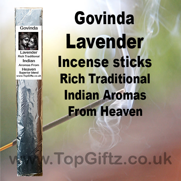 Govinda Lavender  Incense sticks Rich Traditional Indian Aromas From Heaven TopGiftz.co.uk