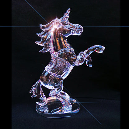 Unicorn Clear Crystal Glass Roaring Figurine Ornament 18cm High - TopGiftz
