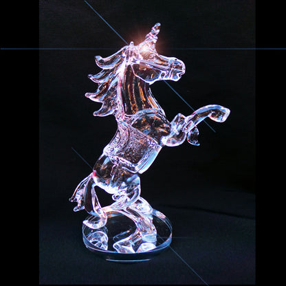 Unicorn Clear Crystal Glass Roaring Figurine Ornament 18cm High - TopGiftz
