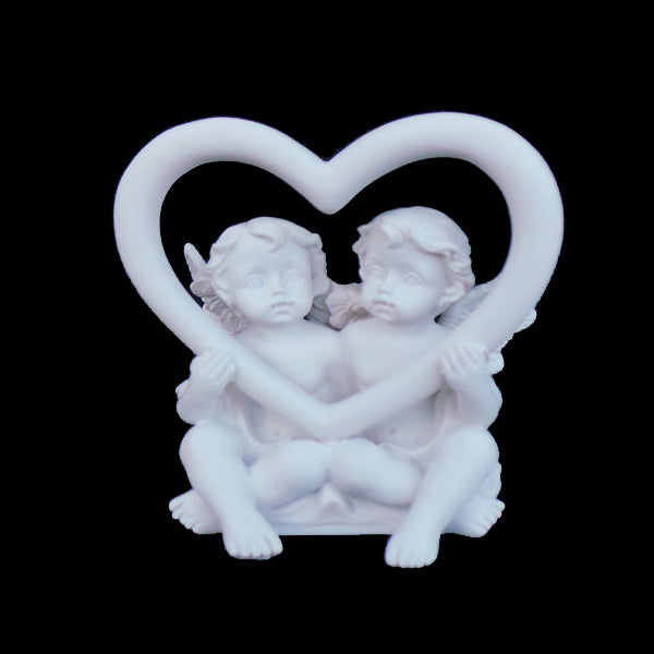 Lovers Fairies Sitting In Middle Of Love Heart - TopGiftz