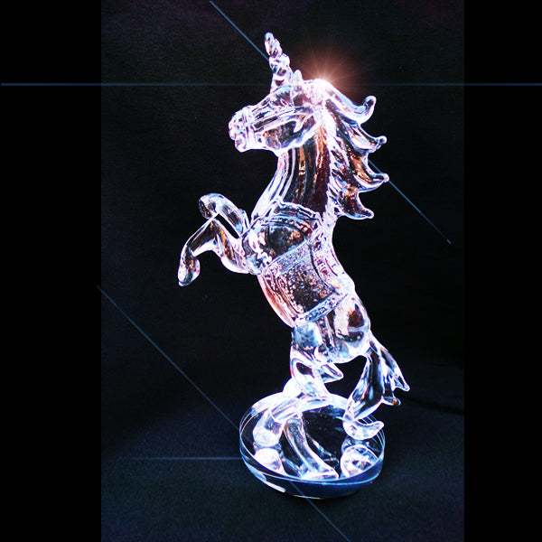 Unicorn Clear Crystal Glass Roaring Figurine Ornament 18cm High - TopGiftz