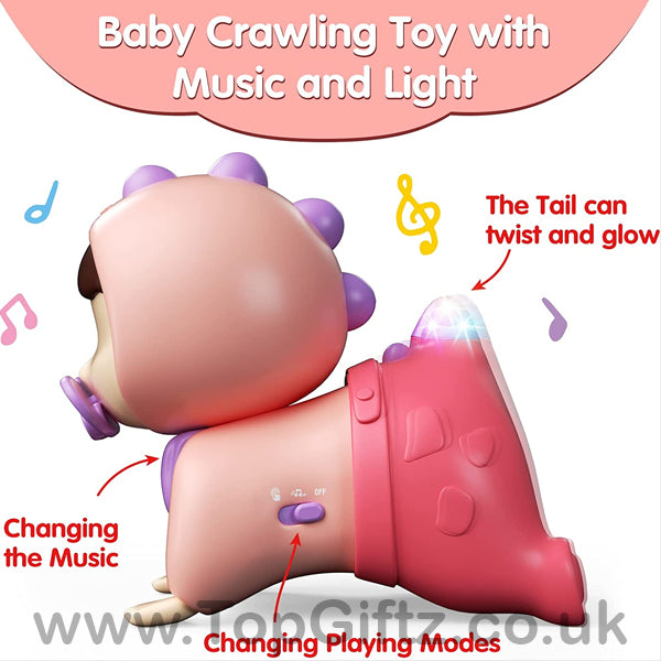 Crawling Baby Toy Muscle Encourage Babies Lights Up - Pink - TopGiftz