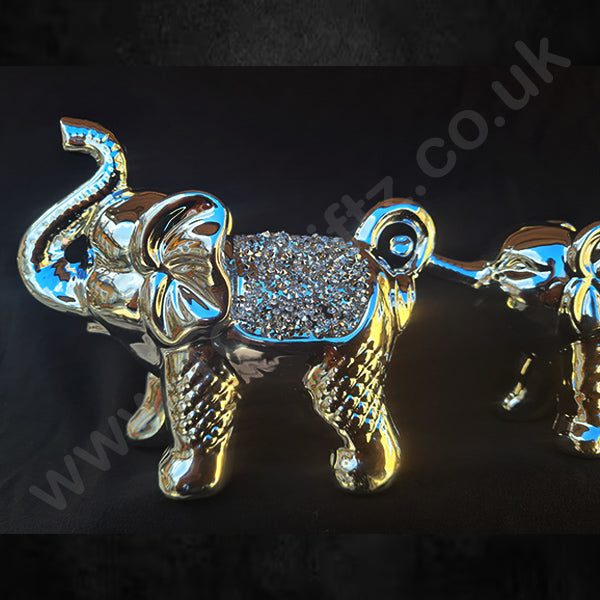 Silver Sparkle Trio Elephants Figurine Ornament_8