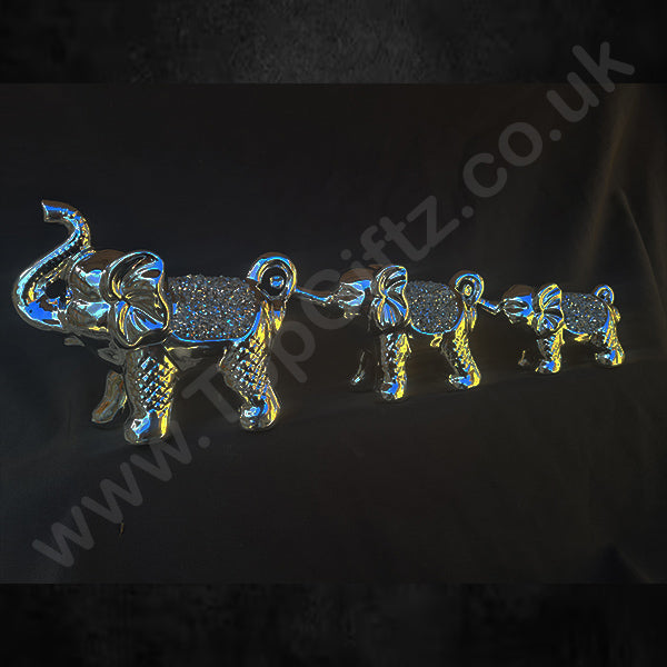 Silver Sparkle Trio Elephants Figurine Ornament_9