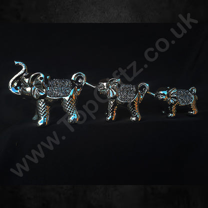 Silver Sparkle Trio Elephants Figurine Ornament_3