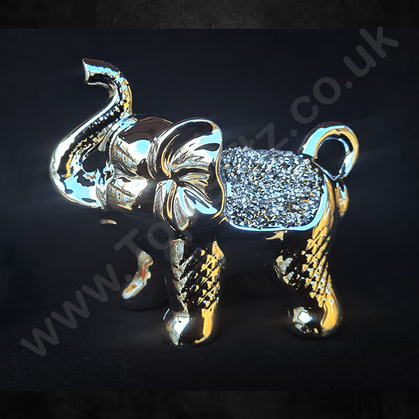 Silver Sparkle Trio Elephants Figurine Ornament_3
