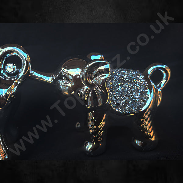 Silver Sparkle Trio Elephants Figurine Ornament_4