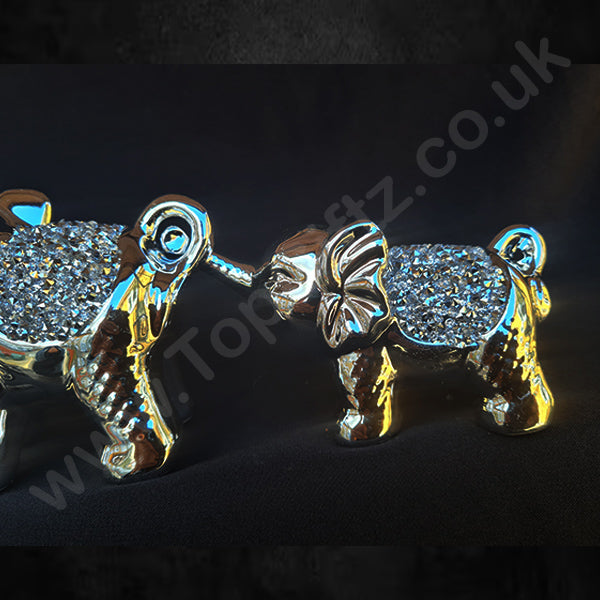 Silver Sparkle Trio Elephants Figurine Ornament_6