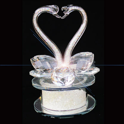 Pair of Swan Clear Crystal Heart Shape Ornament 13cm - TopGiftz
