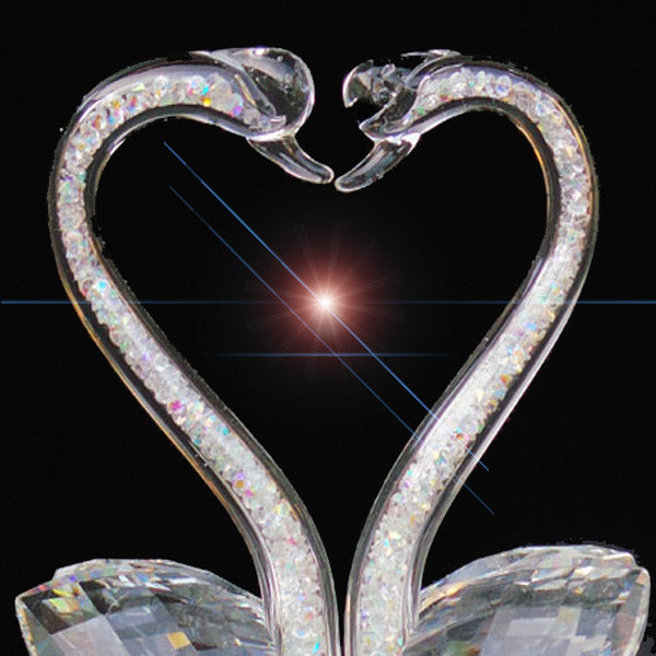 Pair of Swan Clear Crystal Heart Shape Ornament 13cm - TopGiftz