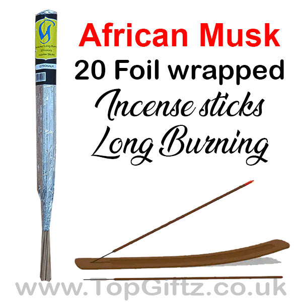 African Musk Incense Sticks Foil Wrapped Hand Made By Govinda - TopGiftz