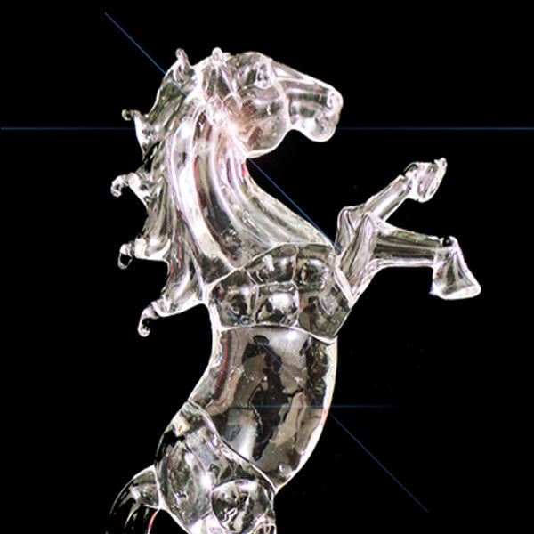 Crystal Clear Glass Roaring Horse Ornament Rectangular Base - TopGiftz
