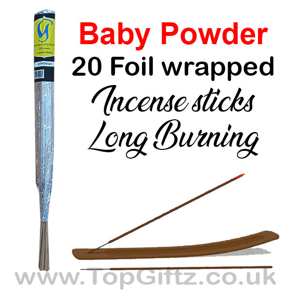 Baby Powder Incense Sticks Foil Wrapped Hand Made By Govinda - TopGiftz