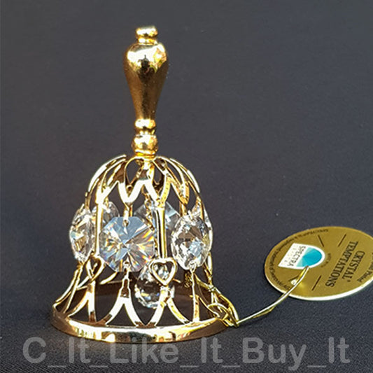 Swarovski Crystal Bell 24k Gold Plated Made With SPECTRA_1