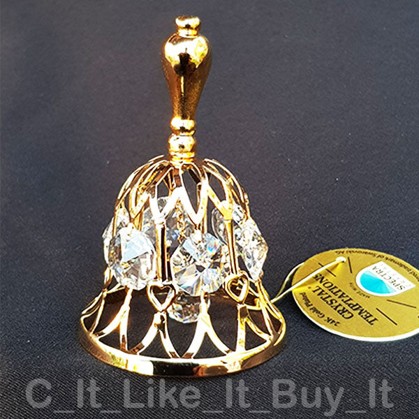 Swarovski Crystal Bell 24k Gold Plated Made With SPECTRA_9
