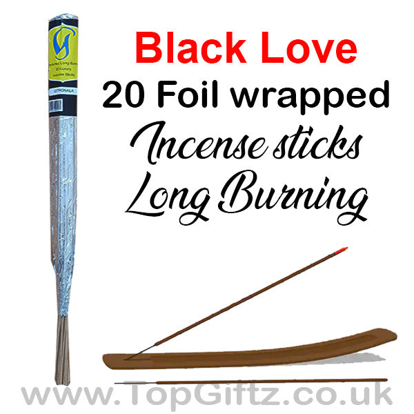 Black Love Incense Sticks Foil Wrapped Hand Made By Govinda - TopGiftz