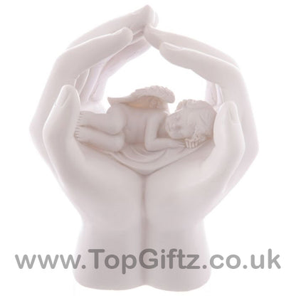 Cherub Figurine Sleeping In Hands With Led Changing Colours - TopGiftz