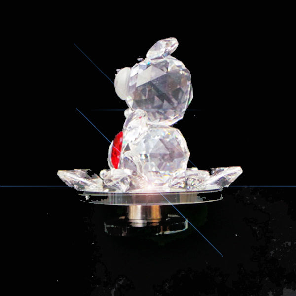 Crystal Clear Teddy Bear With Red Love Heart Rotating Base - TopGiftz