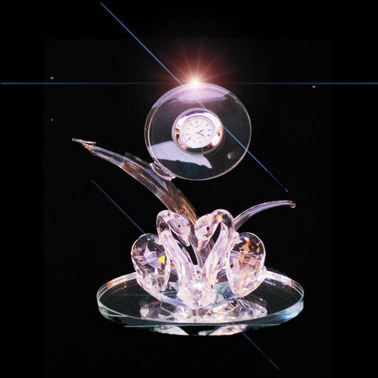 Quartz Clock Swans Crystal Bush Desktop - 16cm - TopGiftz