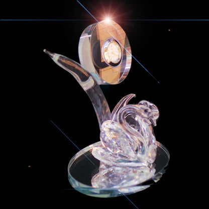 Quartz Clock Swans Crystal Bush Desktop - 16cm - TopGiftz