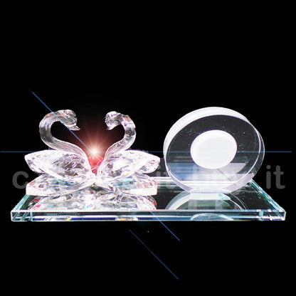 Swans Clear Crystal With Quartz Clock Ornament - TopGiftz