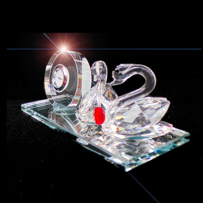 Swans Clear Crystal With Quartz Clock Ornament - TopGiftz