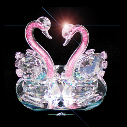 Swans Crystal Ornament Baby Pink Neck Heart Shape 12cm - TopGiftz