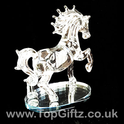 Horse Galloping Crystal Clear Glass Ornament Oval Mirror 18cm - TopGiftz