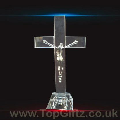 Crystal Clear Cross Crucifix With LED With Jesus - 17cm High - TopGiftz