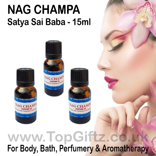 Nag Champa Aromatherapy Bath Oil Satya Sai Baba 15ml 3 Bottles