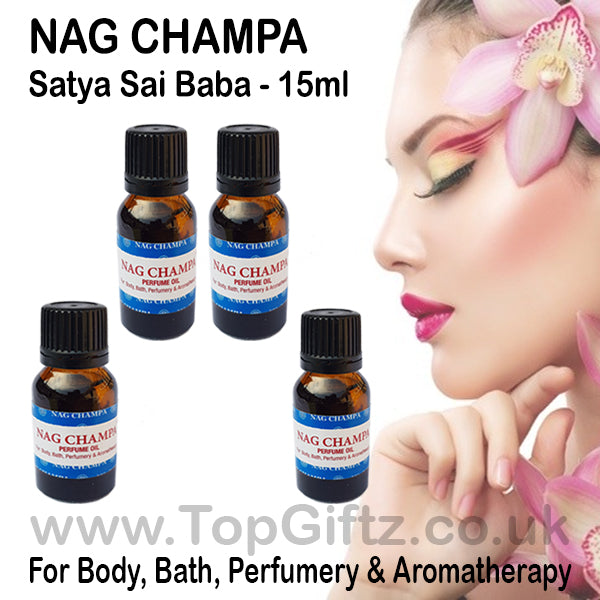 Nag Champa Aromatherapy Bath Oil Satya Sai Baba 15ml 4 Bottles